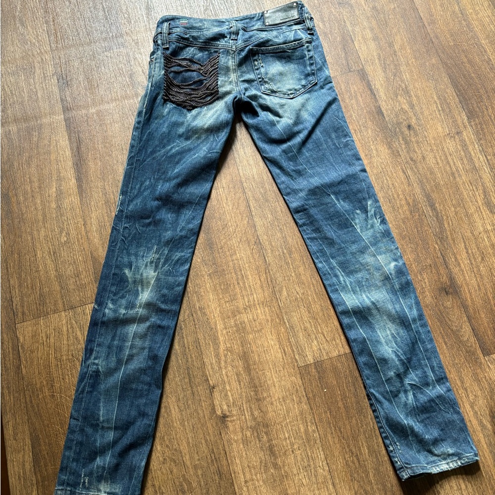 Diesel Women's Distressed Light-Mid Blue Skinny Jeans